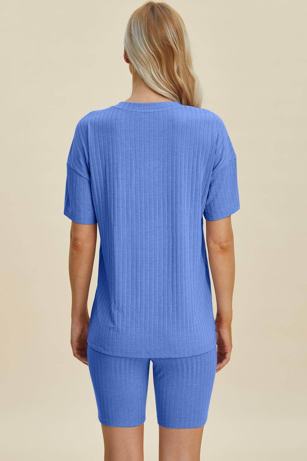 Basic Bae Full Size Ribbed V-Neck Top and Shorts Set For Women