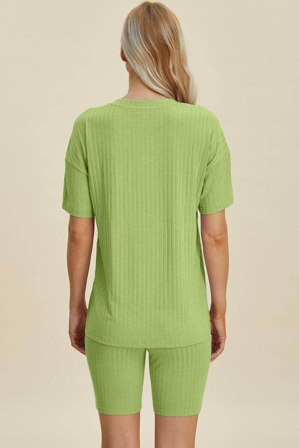 Basic Bae Full Size Ribbed V-Neck Top and Shorts Set For Women