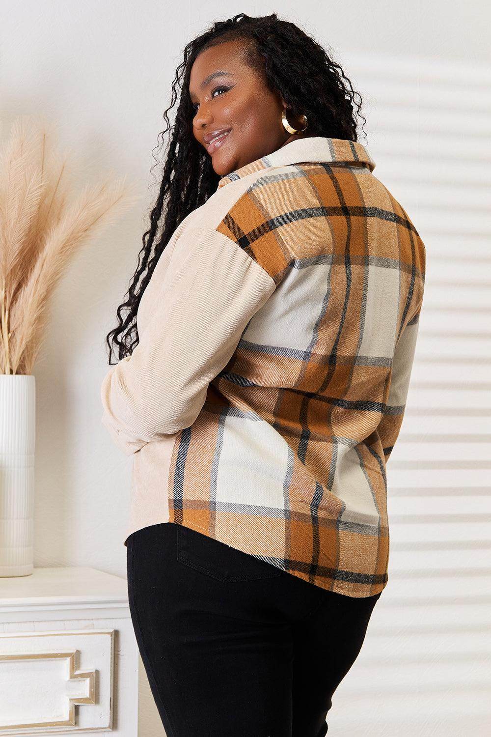 Perfee Plaid Print Dropped Shoulder Shirt for Casual Style
