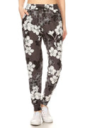 Leggings Depot Full Size Buttery Soft Floral Joggers with Drawstring Plus Size