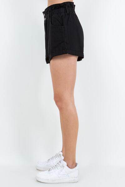 American Bazi High Waist Paper Bag Shorts for Summer Style
