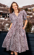Montauk Dress Chocolate Ivory Tiger Stripes