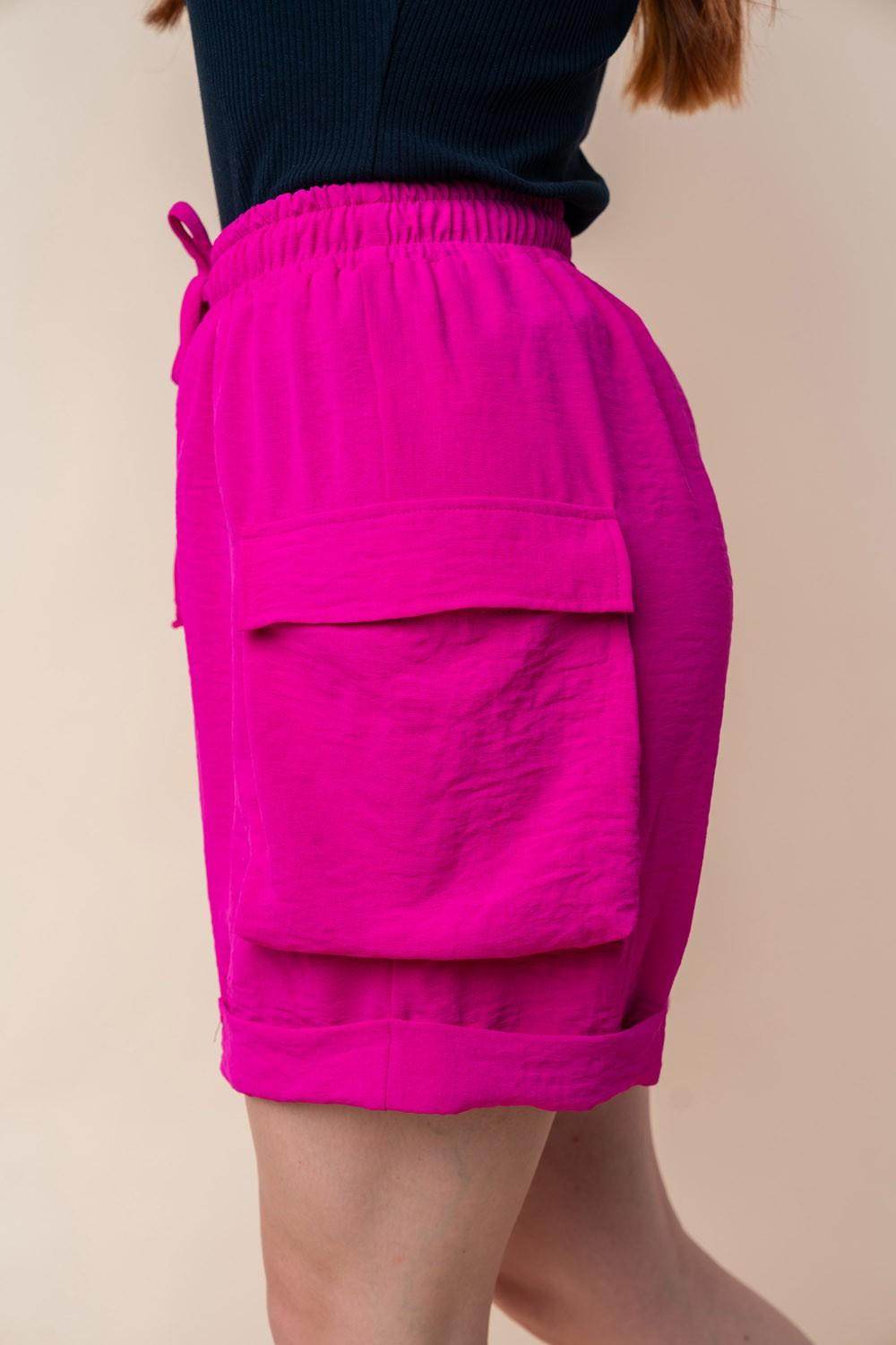 White Birch High Waisted Drawstring Knit Cargo Shorts for Women