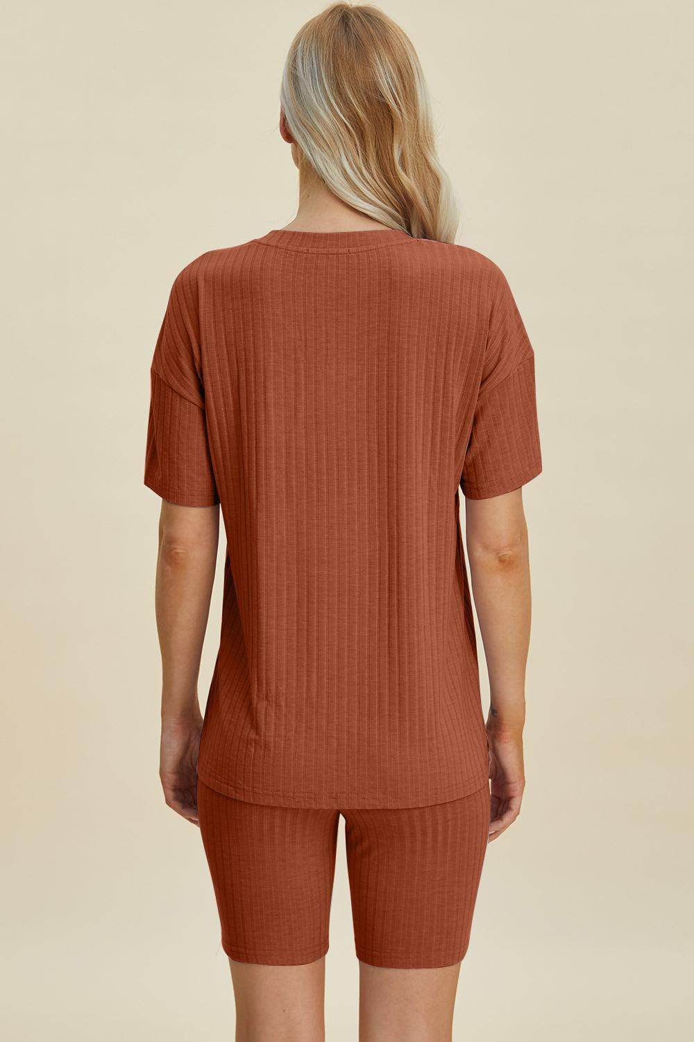 Basic Bae Full Size Ribbed V-Neck Top and Shorts Set For Women