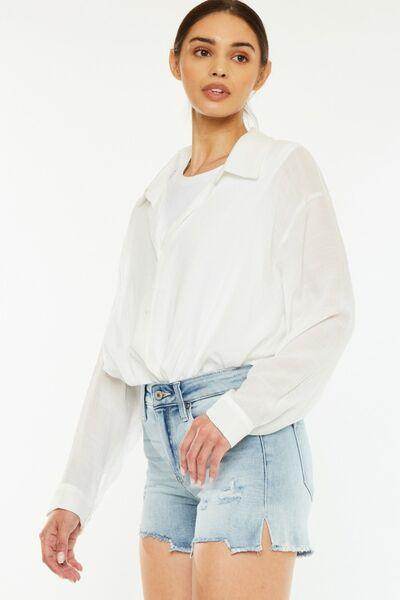 Kancan High Rise Side Slit Denim Shorts for Summer Style