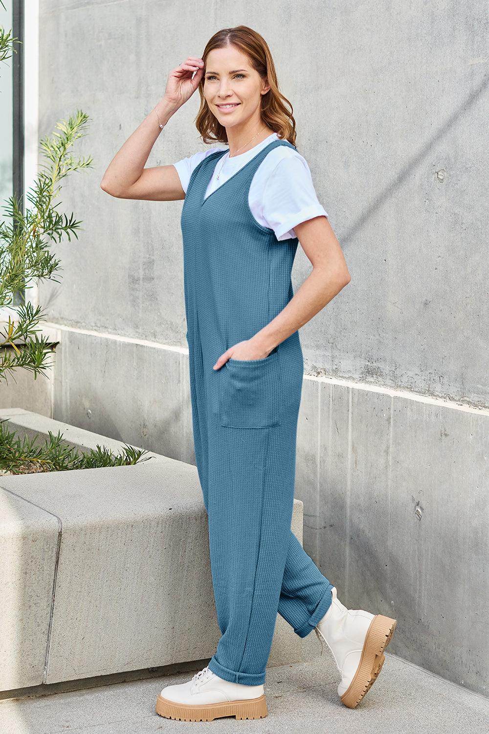 Double Take Full Size Sleeveless Straight Jumpsuit for Women
