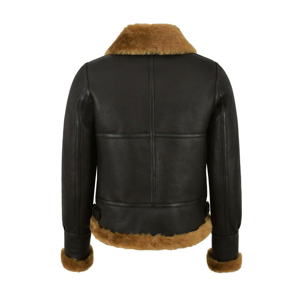 Women’s RAF B3 Flying Bomber Aviator Style Shearling Leather Jacket