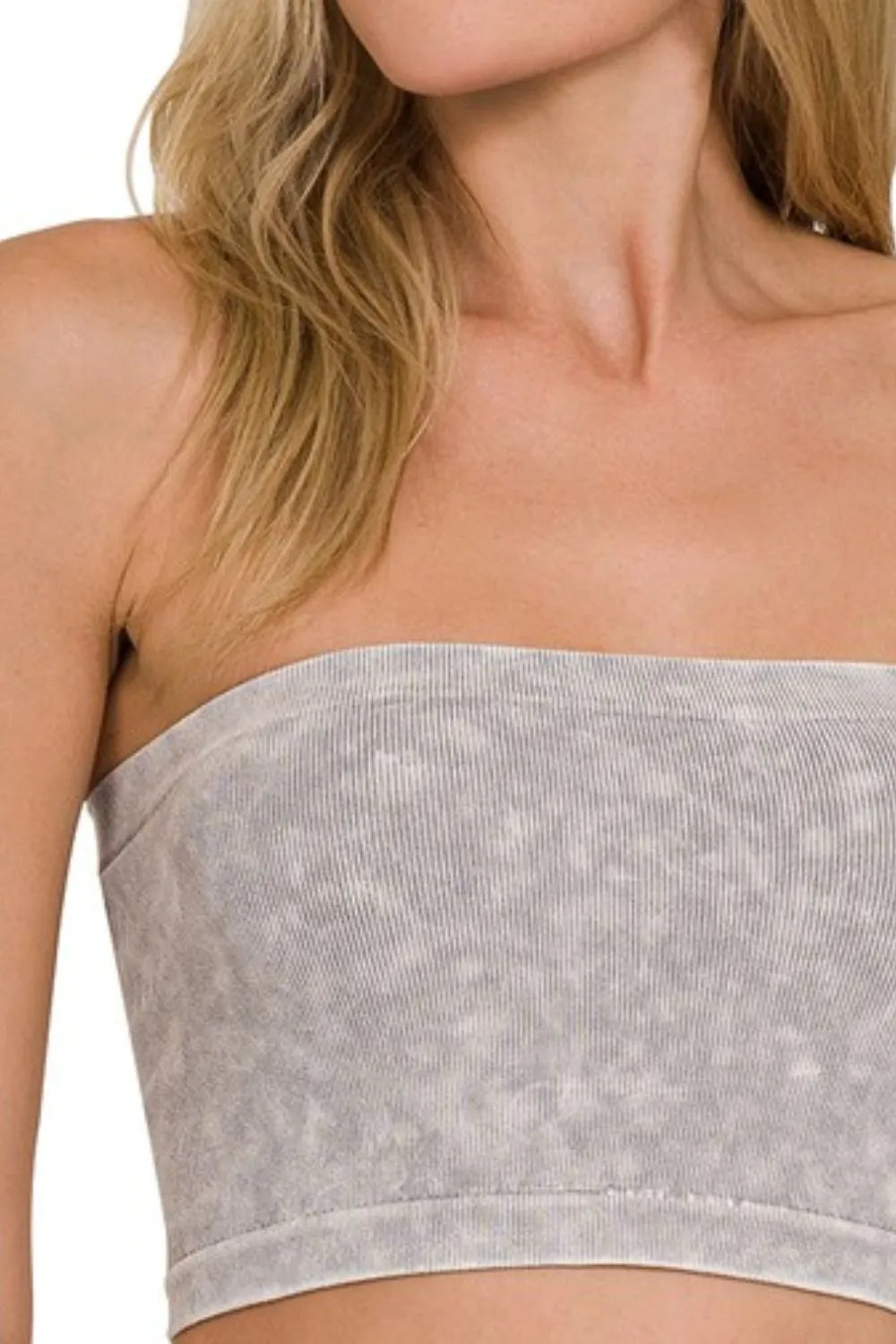 selvanelle Washed Ribbed Seamless Tube Top