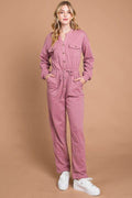 Culture Code Full Size Button Up Drawstring Waist Jumpsuit