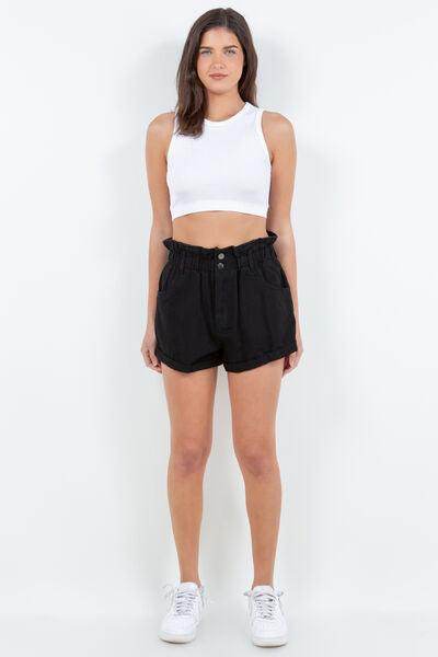 American Bazi High Waist Paper Bag Shorts for Summer Style