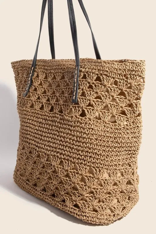 Fame Faux Leather Handle Tote Bag For Women