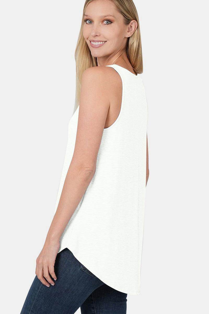 Zenana Round Neck Curved Hem Tank for Stylish Layering