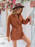 Lapel Collar Long Sleeve Romper for Stylish Comfort