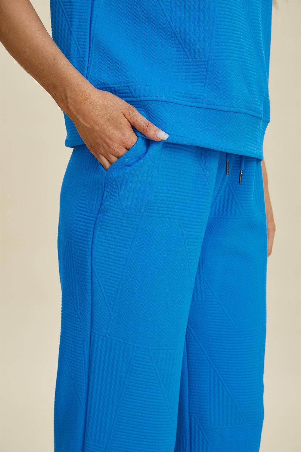 Double Take Full Size Texture Ruffle Top and Pants Set