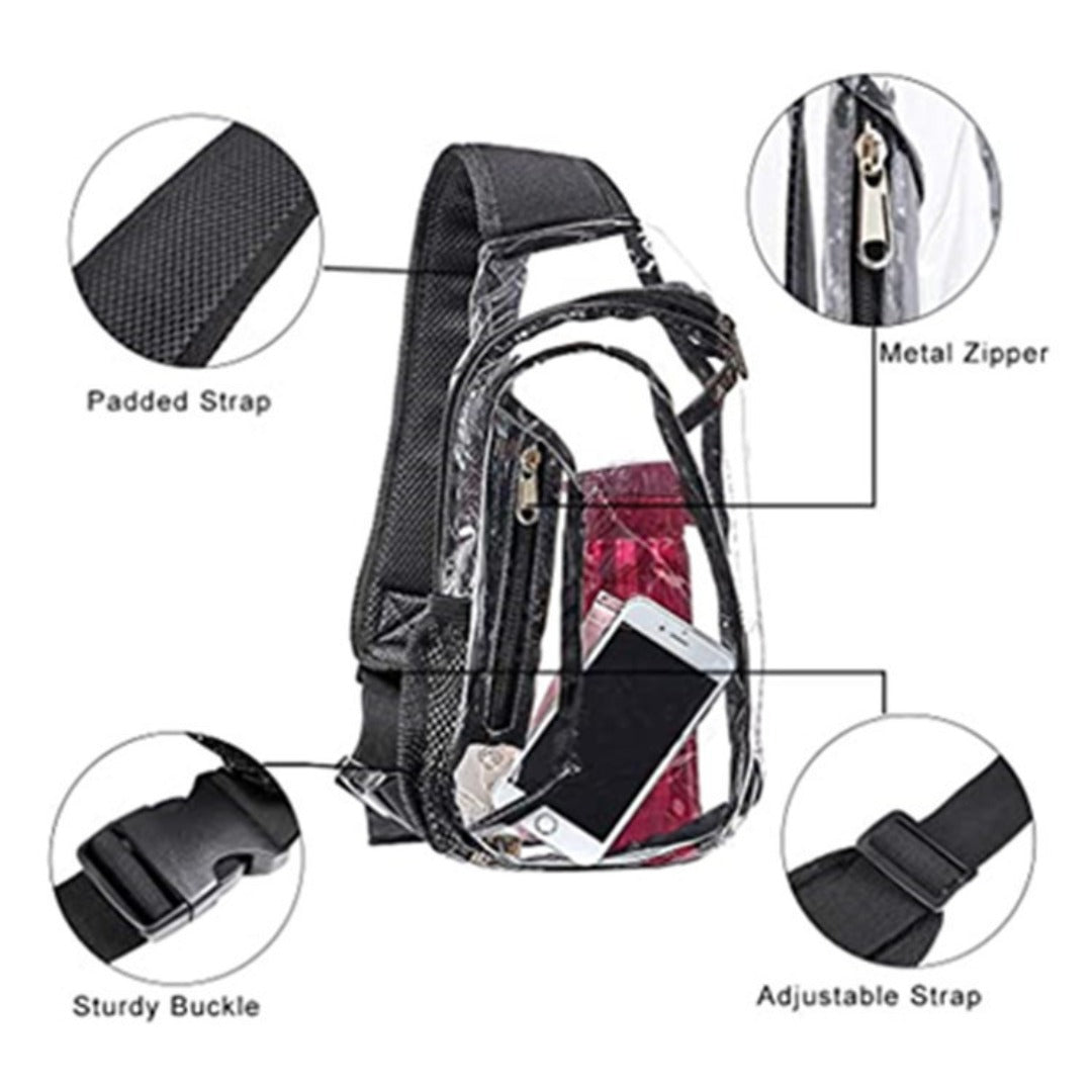Premium PVC Transparent Chest Bag – Waterproof Fanny Pack Crossbody & Belt Bag for Stadiums and Concerts