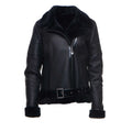 Tashas Black Sheepskin Shearling B-3 Bomber Style Jacket