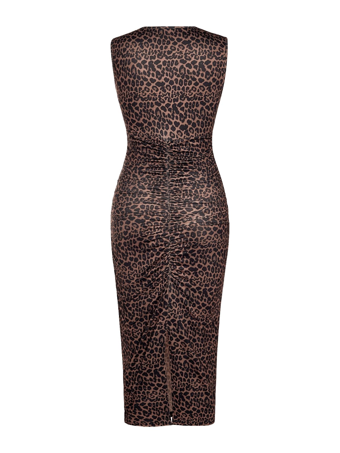 GORGLITTER Women's Leopard Cheetah Animal Print Lace Sexy Birthday Dresses | Bodycon Midi Dress, Y2K Rave Style, Date Night Going Out Dresses, Brunch Outfits, Club Dinner Outfit