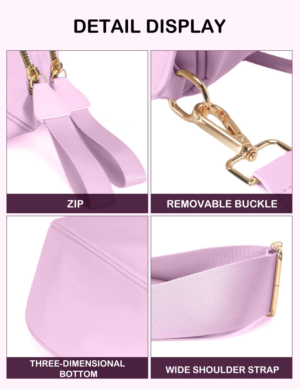 FEIBOON Spacious Nylon Crossbody Bag Bum Bag Handbags Wallets Purses Trendy Shoulder Bag for Women