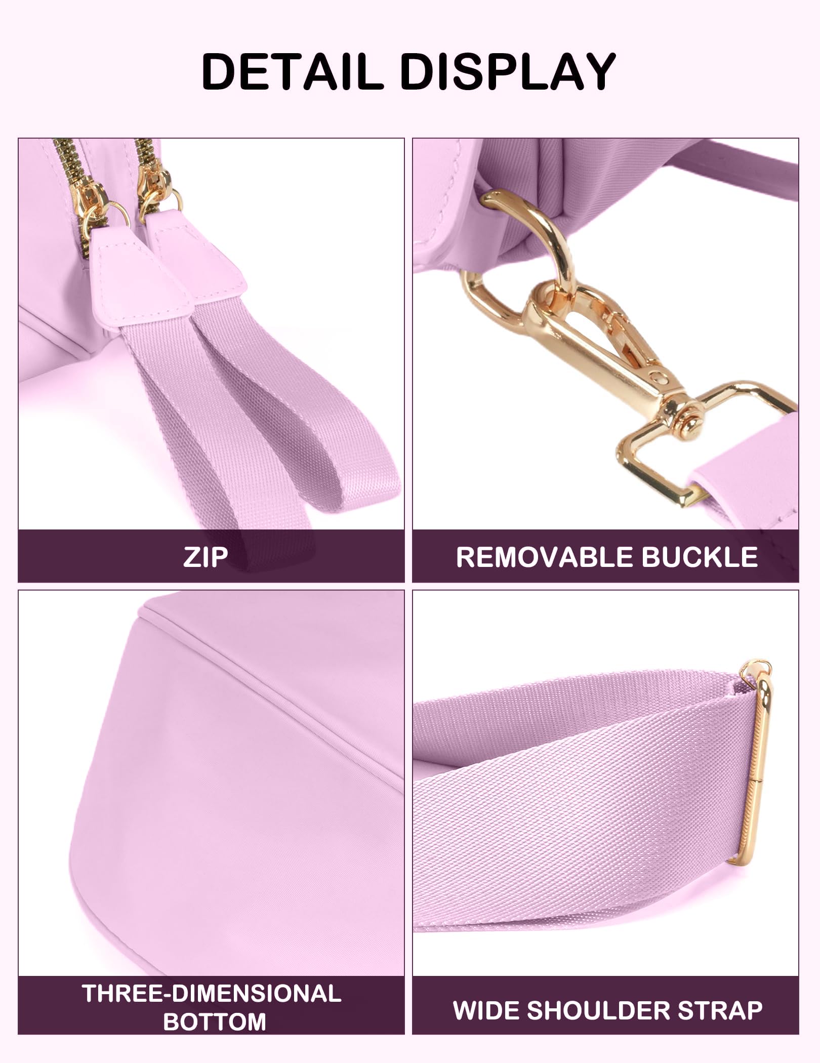 FEIBOON Spacious Nylon Crossbody Bag Bum Bag Handbags Wallets Purses Trendy Shoulder Bag for Women