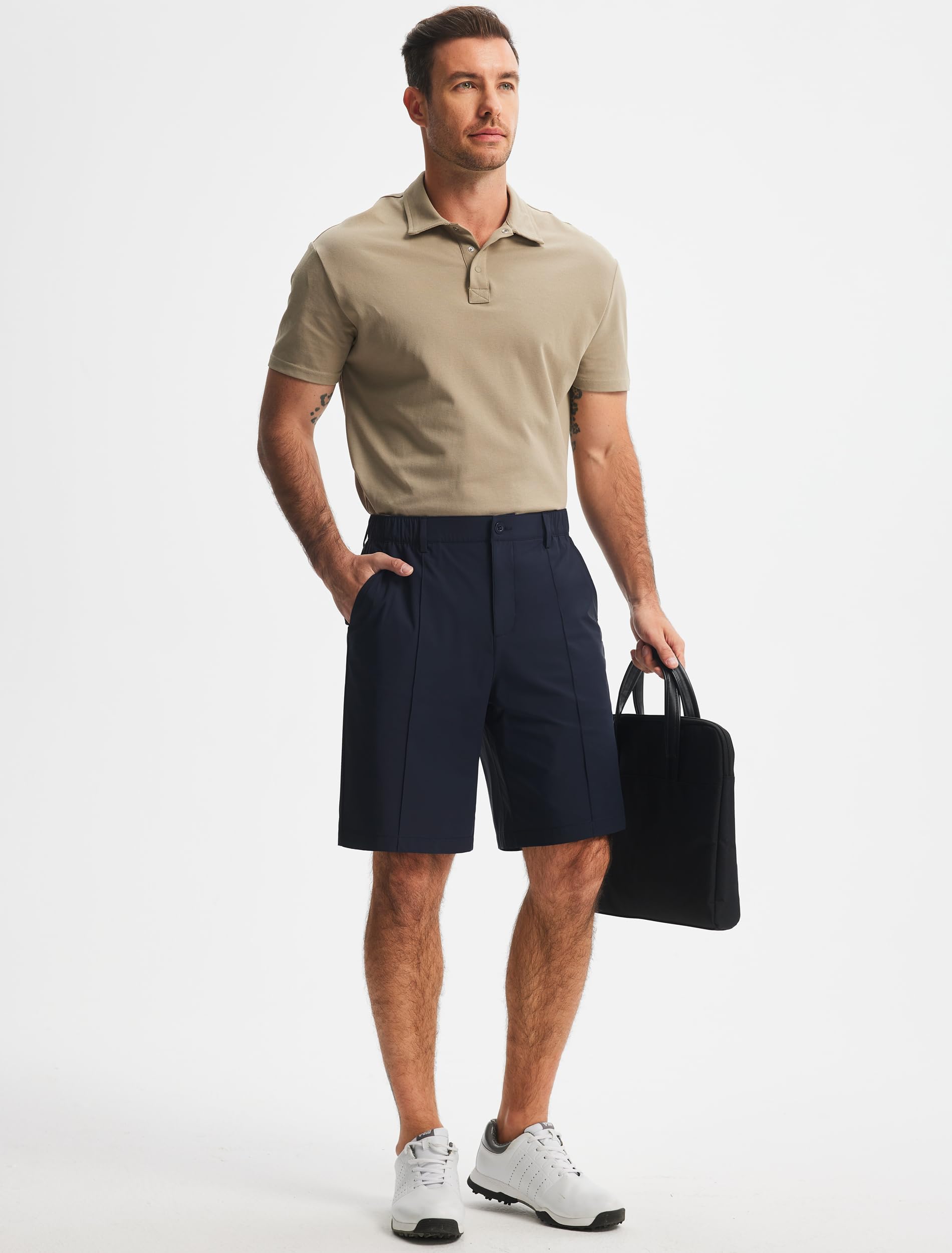 Men's Classic Fit 9" Golf Shorts Casual Summer Outfits | All Day Comfy, Stretch, Elastic Waist, Lightweight, Quick Dry Dress Travel Clothing