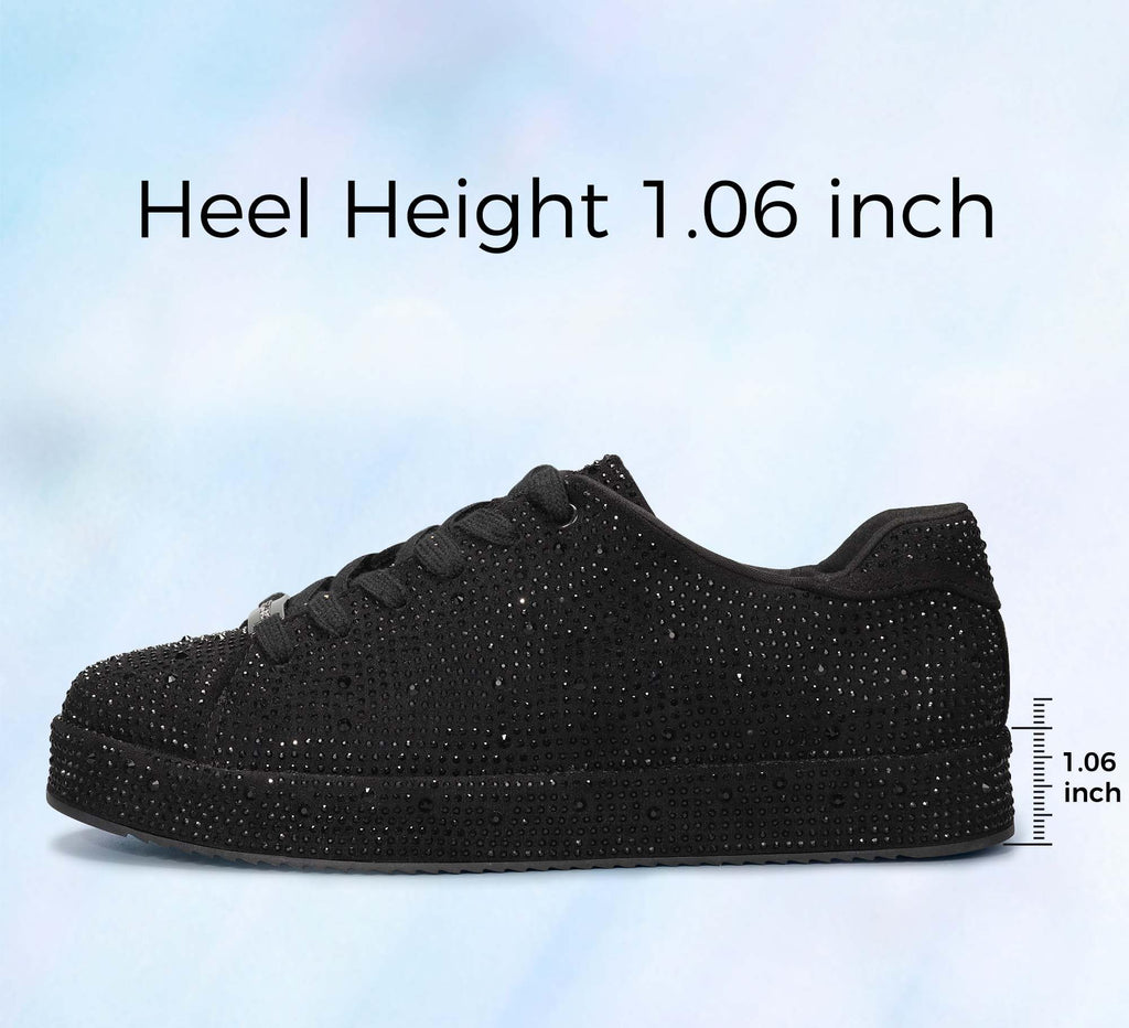 LUCKY STEP Women's Platform Rhinestone Sneakers | Sparkly Fashion Glitter Material|Sparkle Bling Bedazzled|Wedding Bridal Shiny Shoes