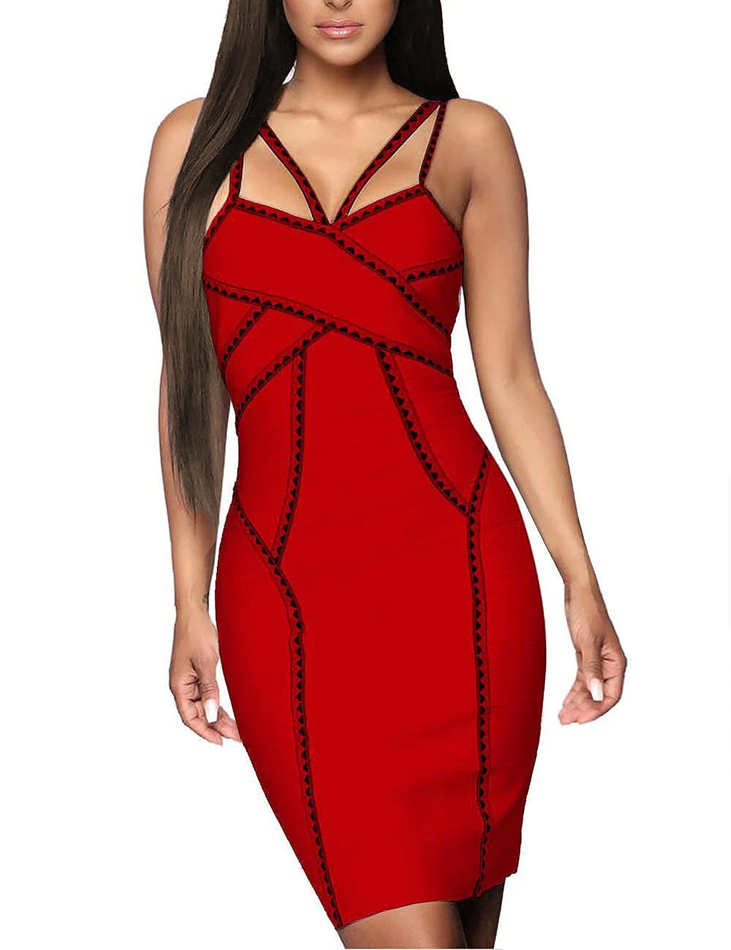 Hybrid & Company Women's Elegant Bandage Dress | Stretch fabric, flattering bodycon fit, elegant silhouette, suitable for cocktail parties, events, and special occasions