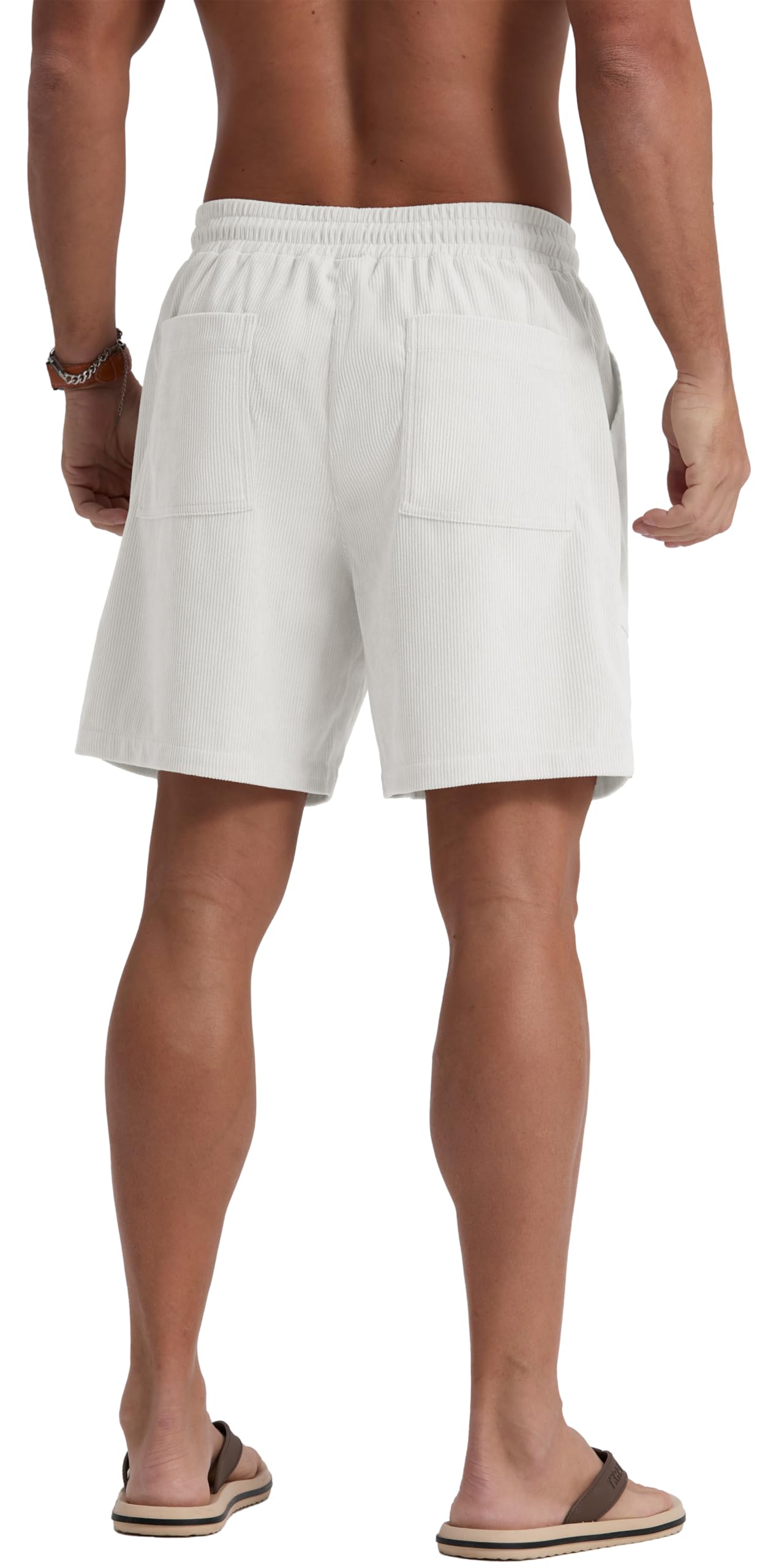 Sailwind Men's Casual Corduroy Shorts Lightweight Elastic Waist Drawstring Summer Beach Shorts