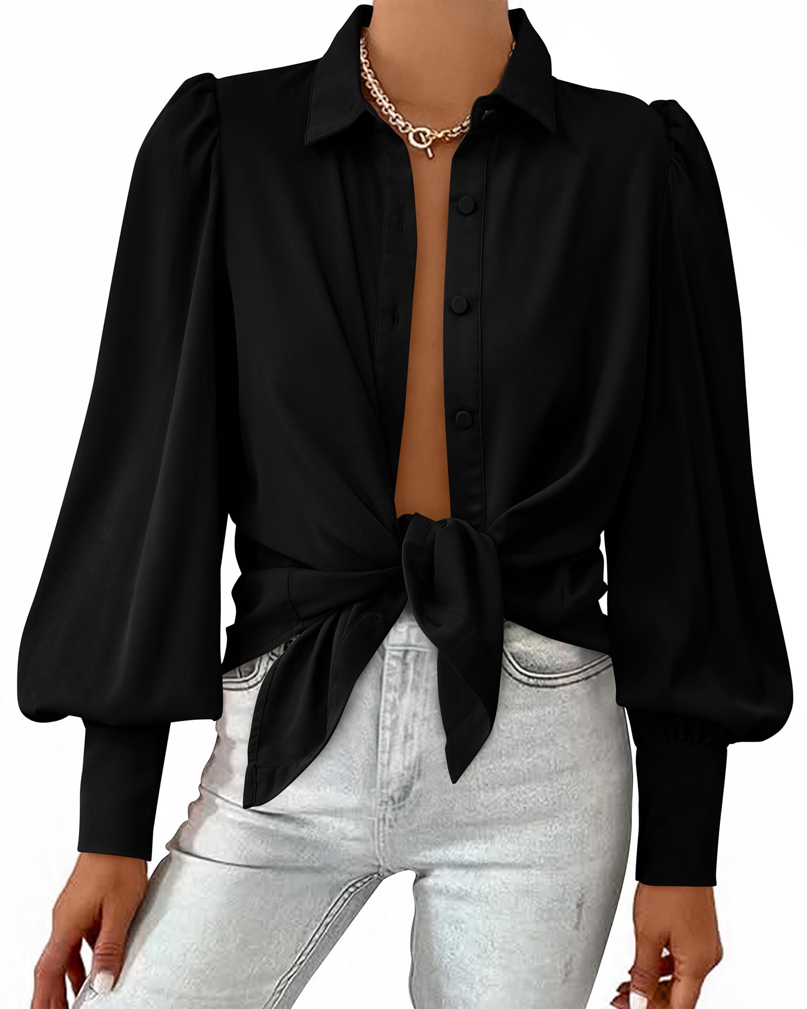 BTFBM Blouses for Women Dressy Casual Long Sleeve Shirts | Lapel V Neck Button Down Shirt, Boho Tops, Disco Outfits, Business Casual Blouse, Fashion Clothing, Summer Fall Clothes 2026
