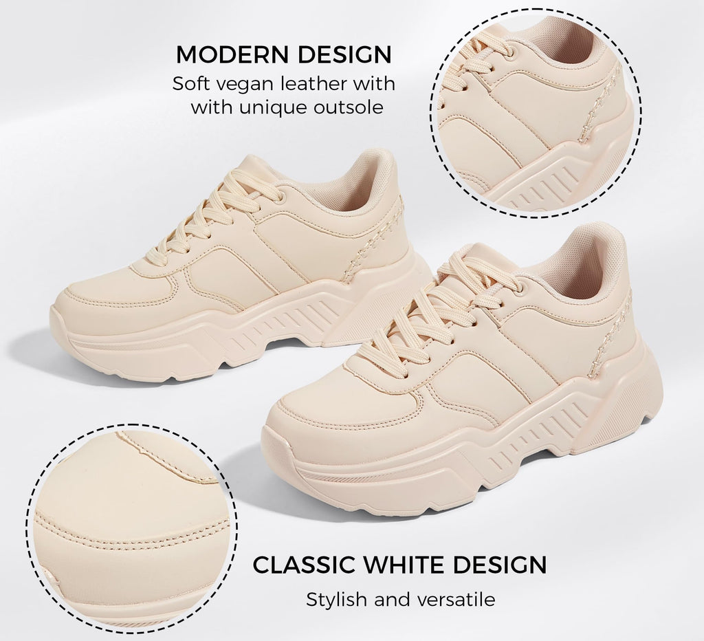 BELOS Women Platform Chunky Sneakers Fashion Dad Sneakers | Casual Lace Up Comfortable Lightweigt Walking Shoes