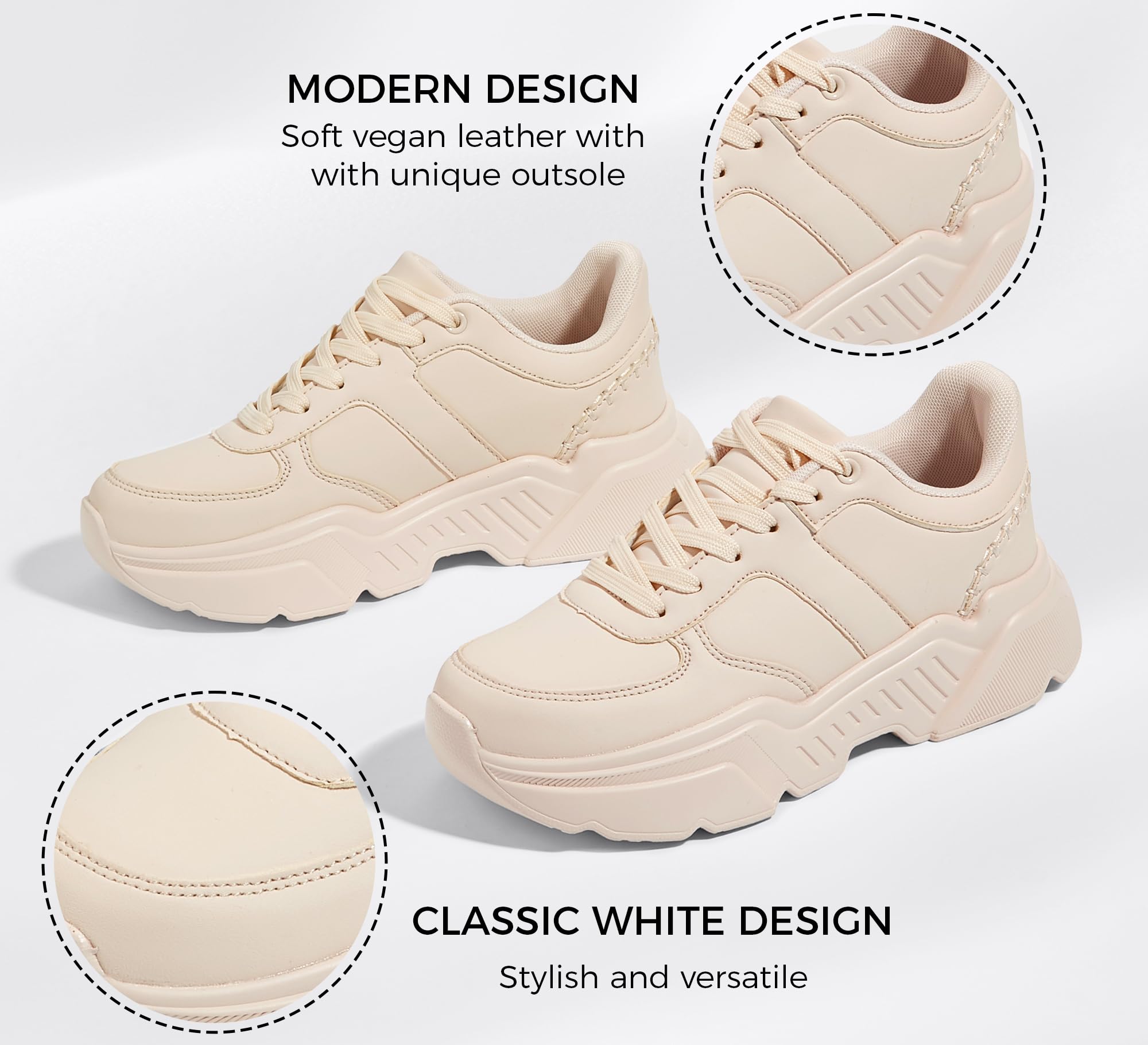 BELOS Women Platform Chunky Sneakers Fashion Dad Sneakers | Casual Lace Up Comfortable Lightweigt Walking Shoes