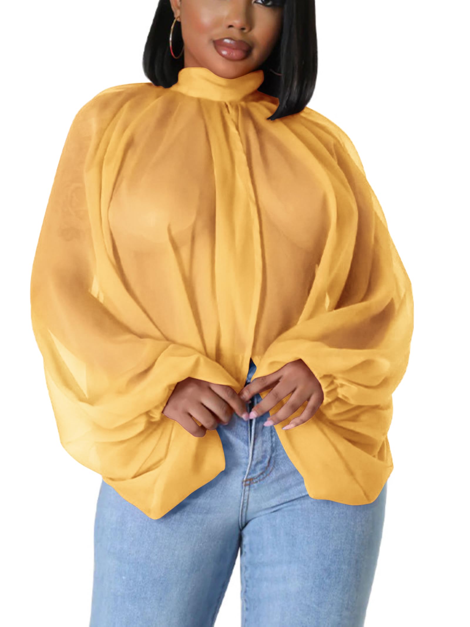 Sexy Tops for Women Party Club Night Batwing Sleeve Chiffon Blouse | Floral Print Blouse Shirts,Puff Sleeve,Going out Tops,Front Open Style,Lantern Sleeve Boho Chiffon Fall Tops 2026