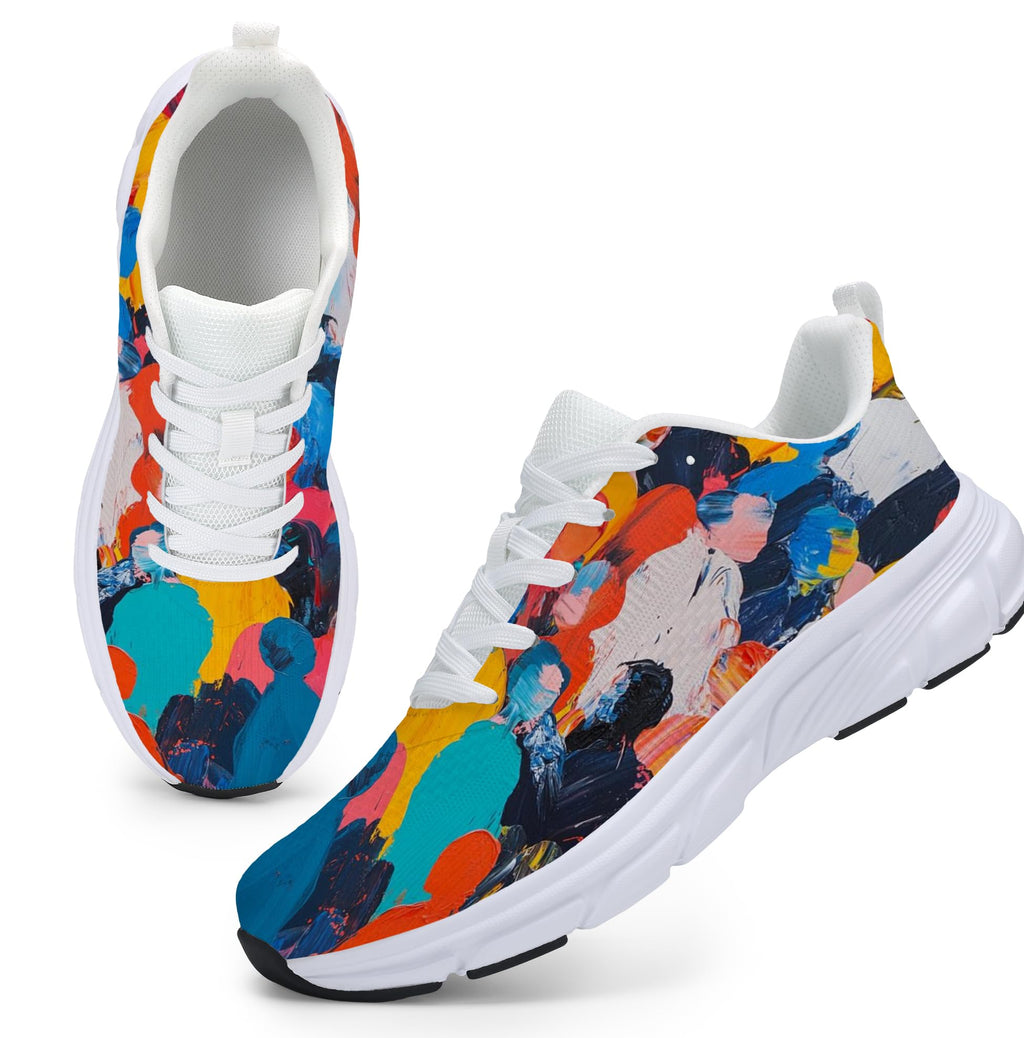 Women's Fashion Sneakers - Comfortable Breathable Mesh Platform Casual Walking Shoes for Everyday Wear, White Sole, All-Day Support