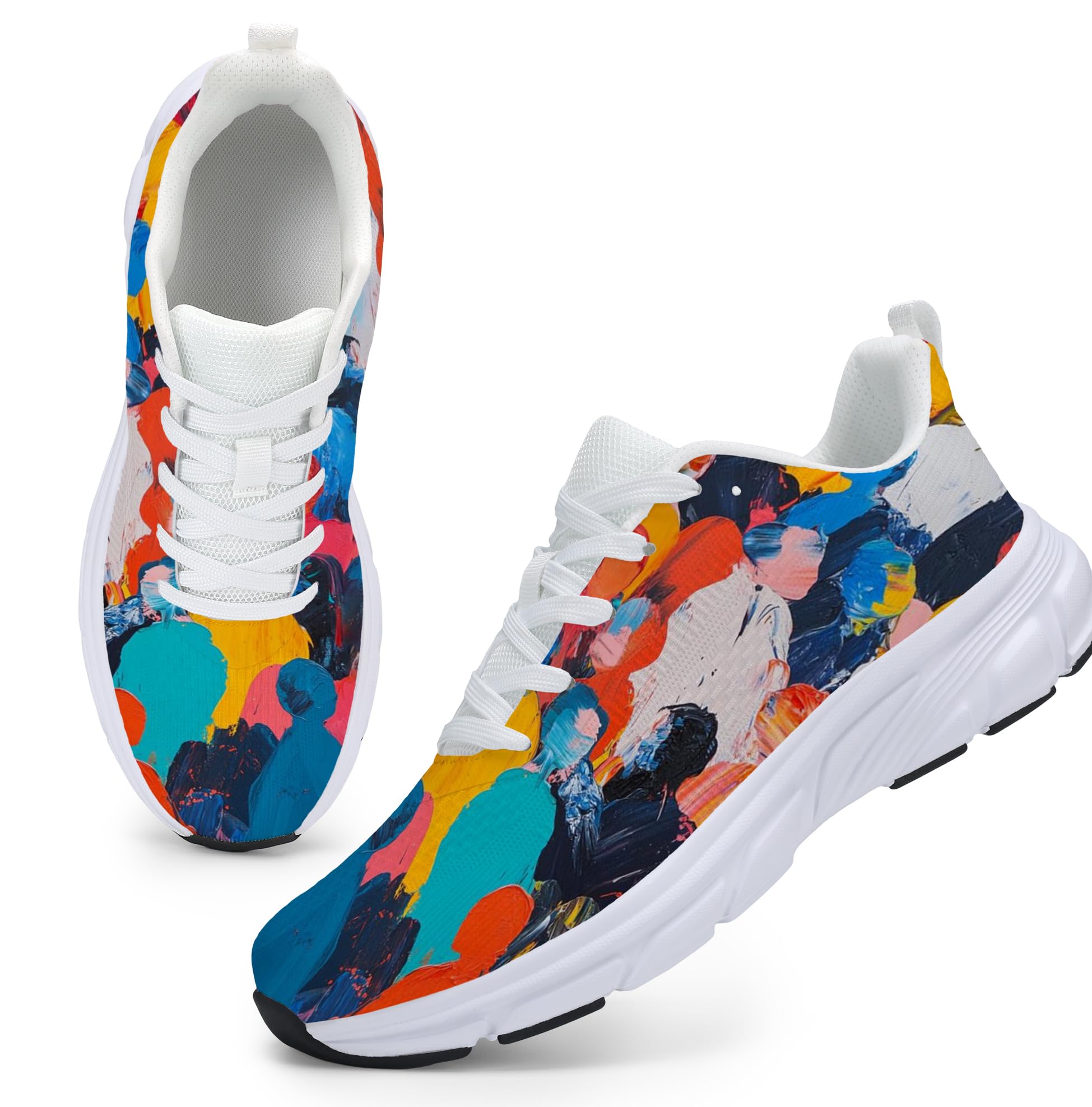 Women's Fashion Sneakers - Comfortable Breathable Mesh Platform Casual Walking Shoes for Everyday Wear, White Sole, All-Day Support