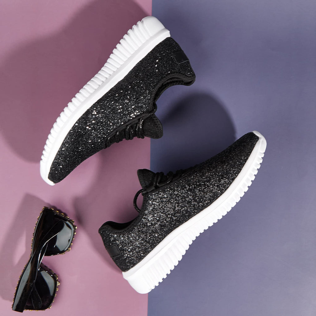 K KIP WOK Fashion Glitter Sneakers for Womens Silp On Running Shoes Lightweigt Tennis Walking Sneakers