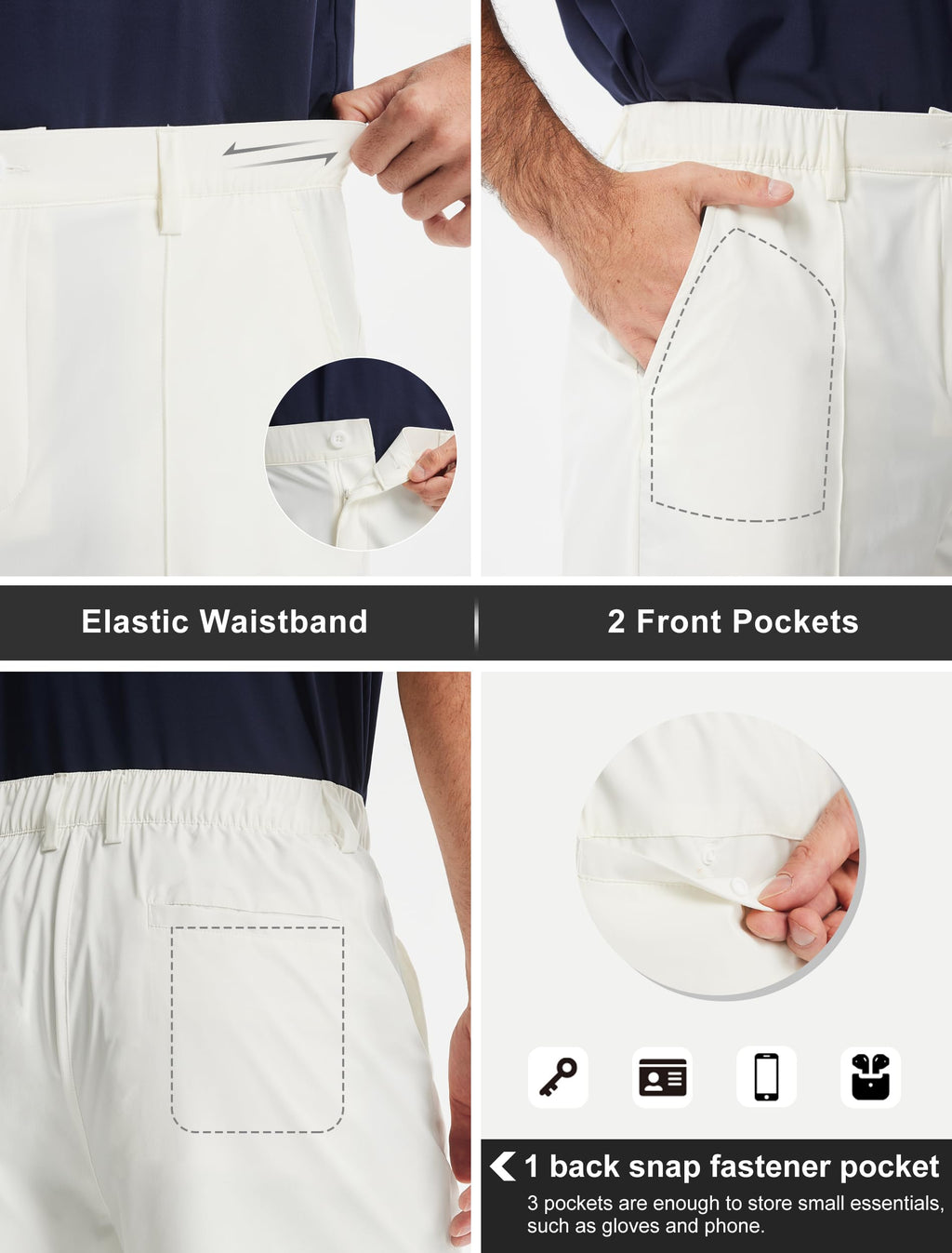 Men's Classic Fit 9" Golf Shorts Casual Summer Outfits | All Day Comfy, Stretch, Elastic Waist, Lightweight, Quick Dry Dress Travel Clothing