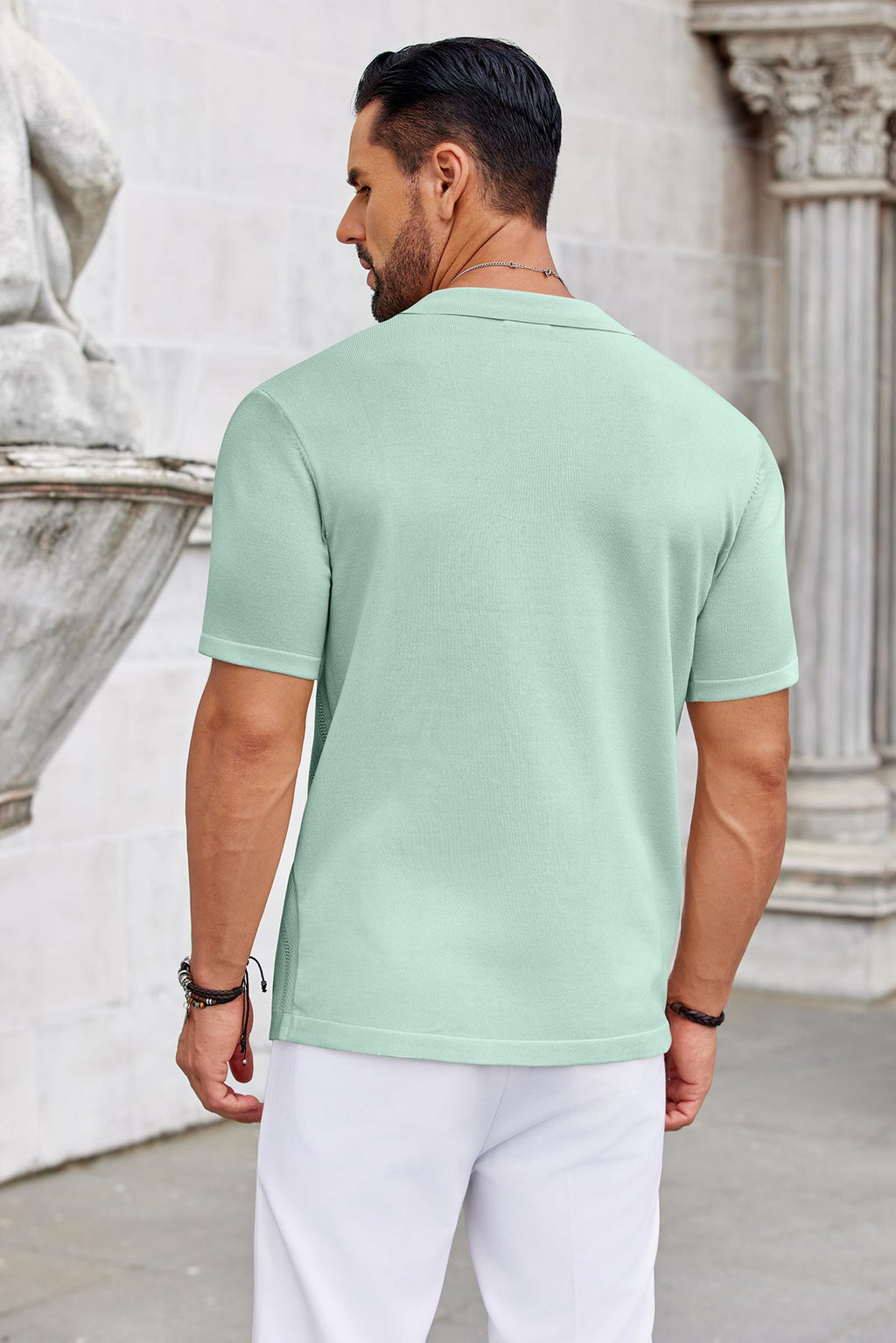 COOFANDY Knit Shirts for Men Casual Short Sleeve Button Down Shirts Summer Beach Stretch Fit Collared Shirts