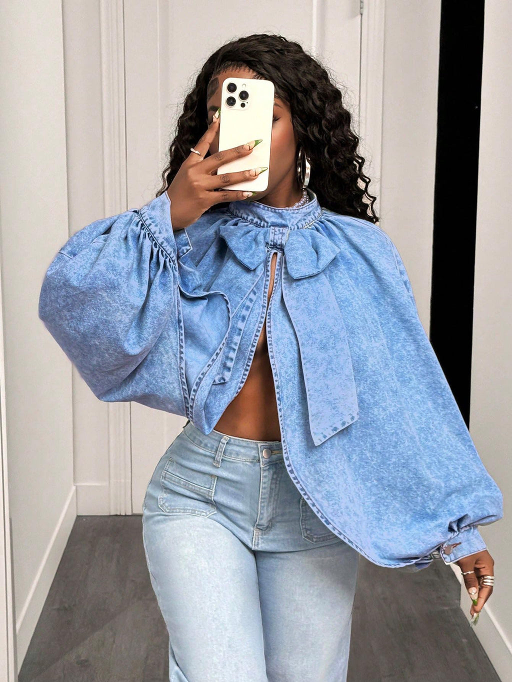 Denim Jacket Women Long Sleeve Backless Jean Blouse Tops Y2k Outfits