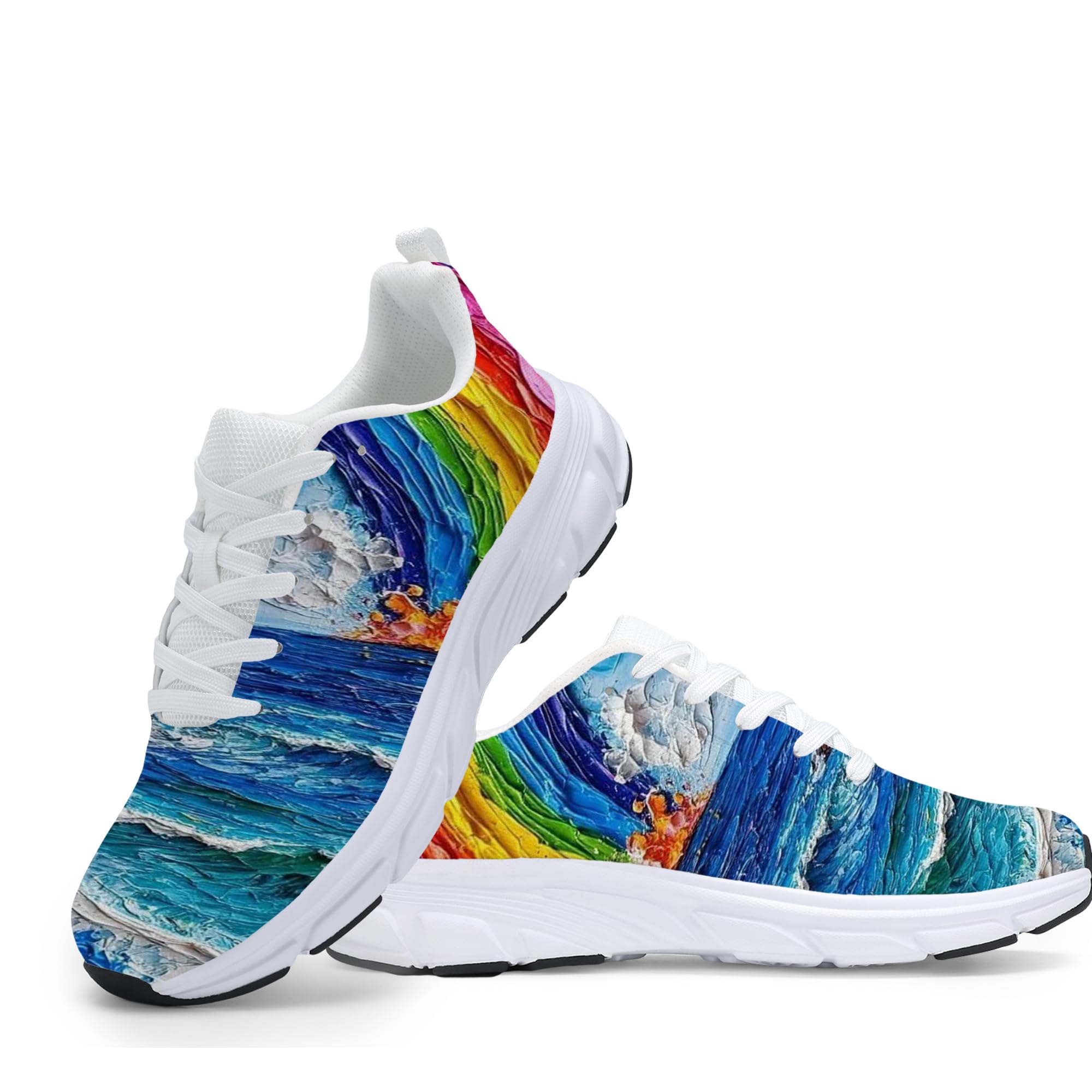 Women's Fashion Sneakers - Comfortable Breathable Mesh Platform Casual Walking Shoes for Everyday Wear, White Sole, All-Day Support
