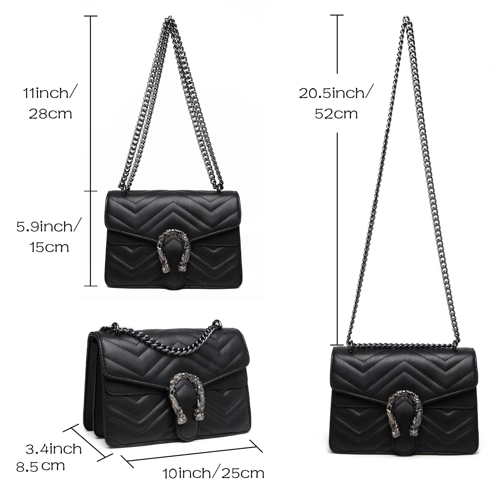 MYHOZEE Crossbody Bags for Women - Snake Printed Clutch Purses Leather Chain Shoulder Bags Evening Handbags