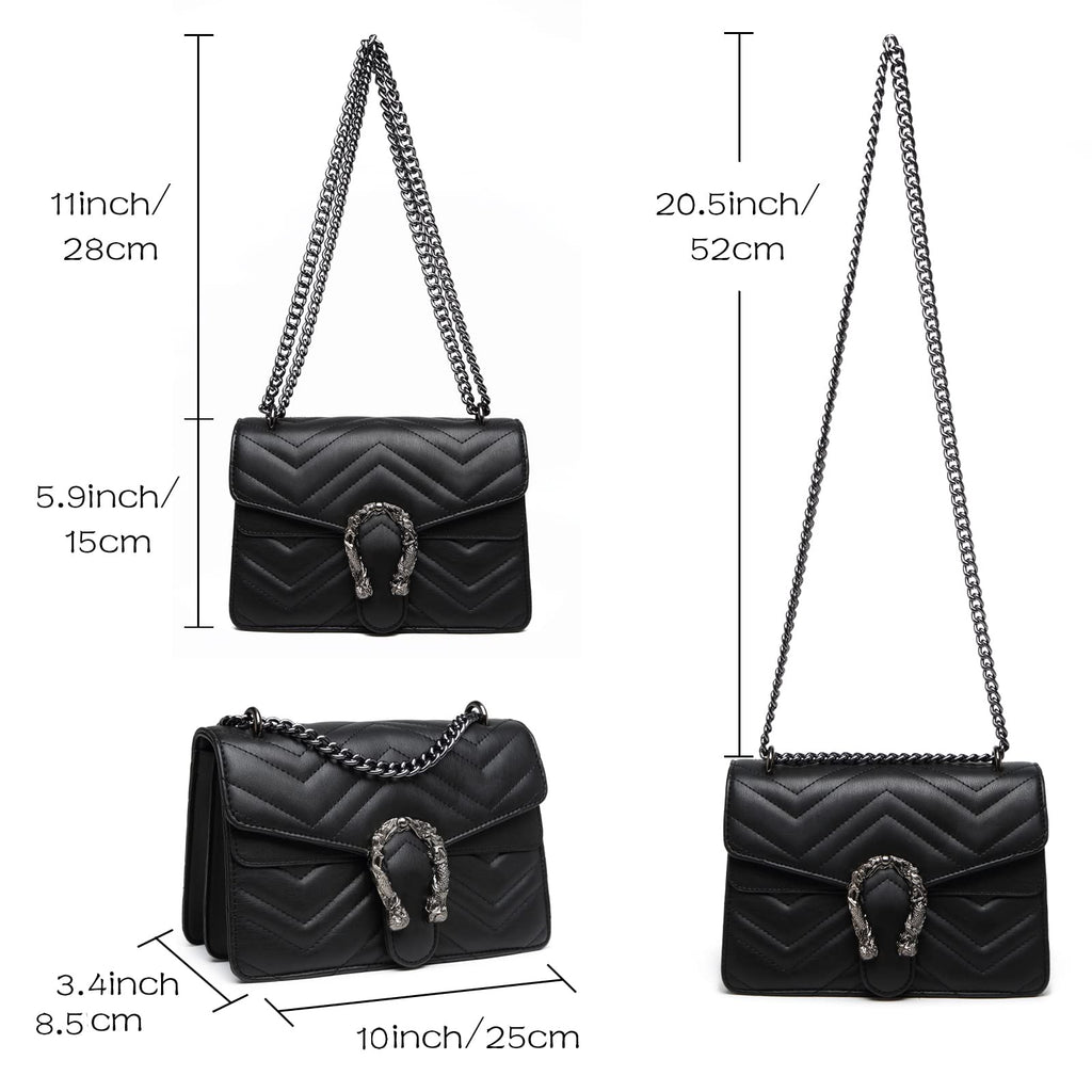 MYHOZEE Crossbody Bags for Women - Snake Printed Clutch Purses Leather Chain Shoulder Bags Evening Handbags