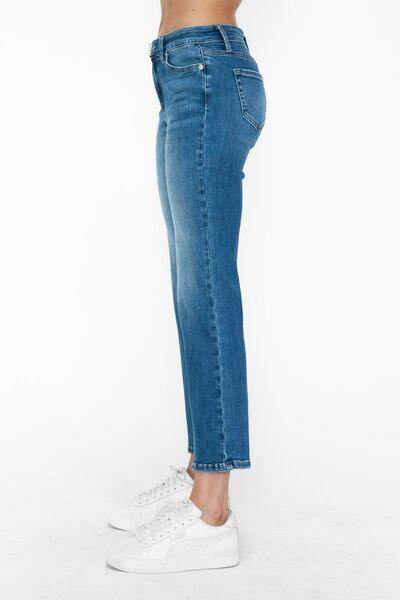 Bytos Full Size Cat's Whiskers Mid Rise Ankle Jeans For Women
