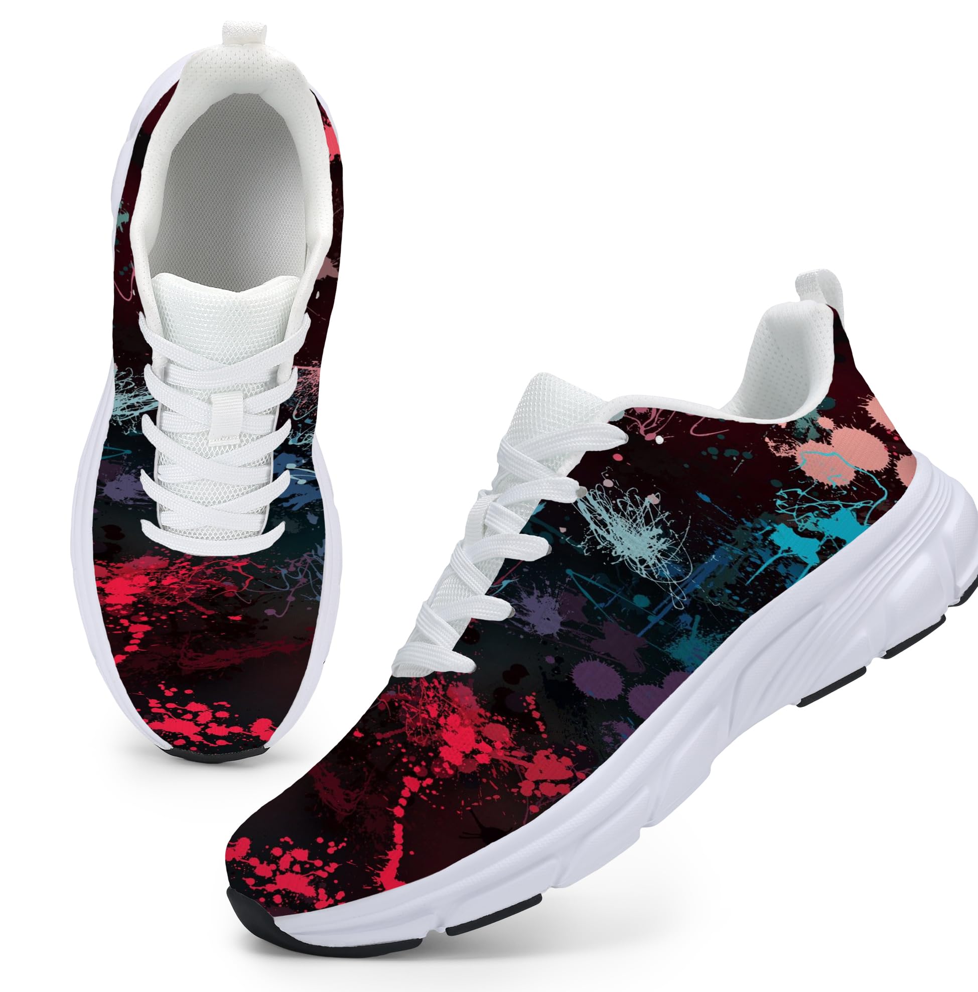 Women's Fashion Sneakers - Comfortable Breathable Mesh Platform Casual Walking Shoes for Everyday Wear, White Sole, All-Day Support