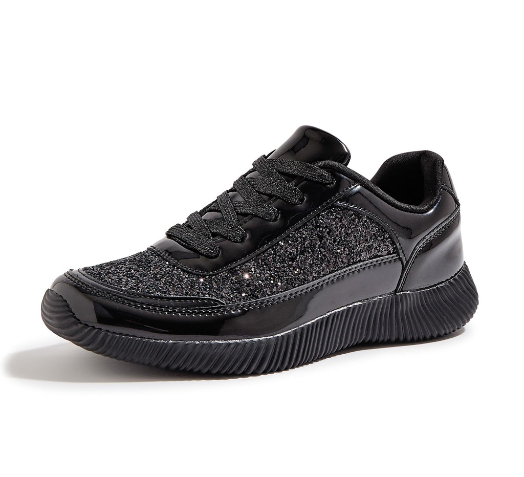 BELOS Women Glitter Sparkly Fashion Sneakers | Lightweight Metallic Sequins Tennis Shoes Casual Retro Braided Walking Shoes