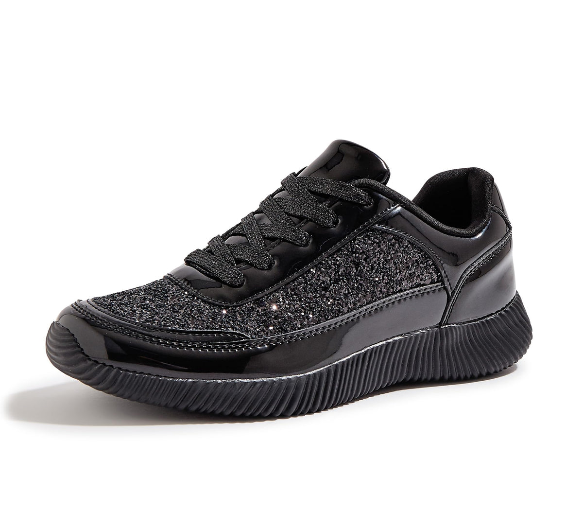 BELOS Women Glitter Sparkly Fashion Sneakers | Lightweight Metallic Sequins Tennis Shoes Casual Retro Braided Walking Shoes