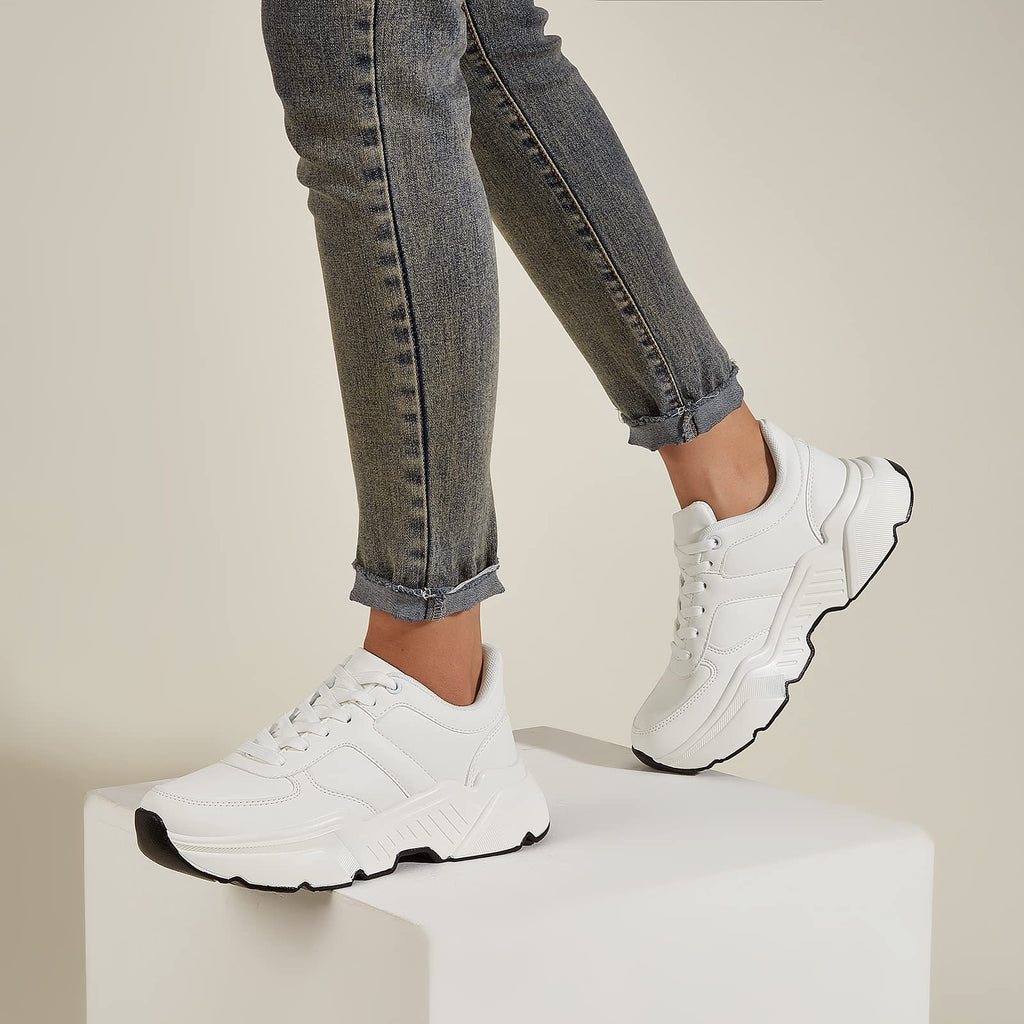 BELOS Women Platform Chunky Sneakers Fashion Dad Sneakers | Casual Lace Up Comfortable Lightweigt Walking Shoes