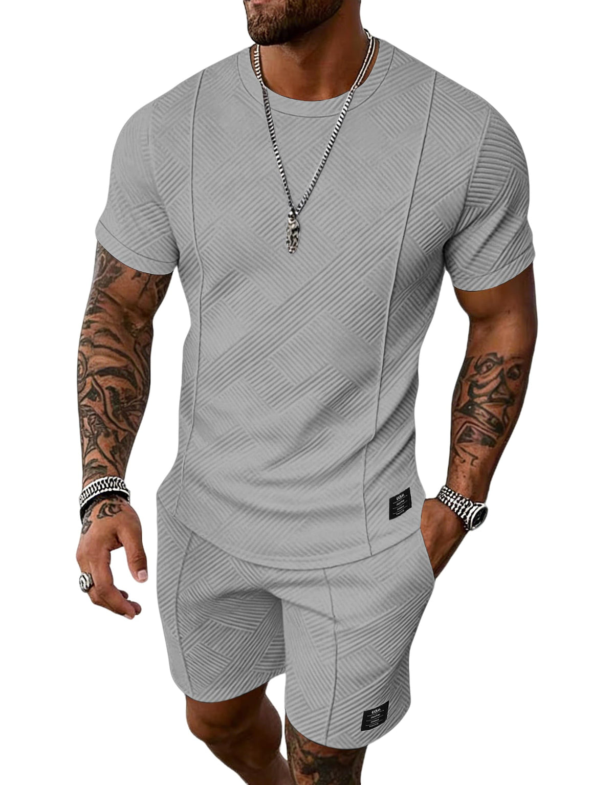 UOUA Men's Shorts Set 2 Piece Summer Outfits Casual Vacation Tracksuits