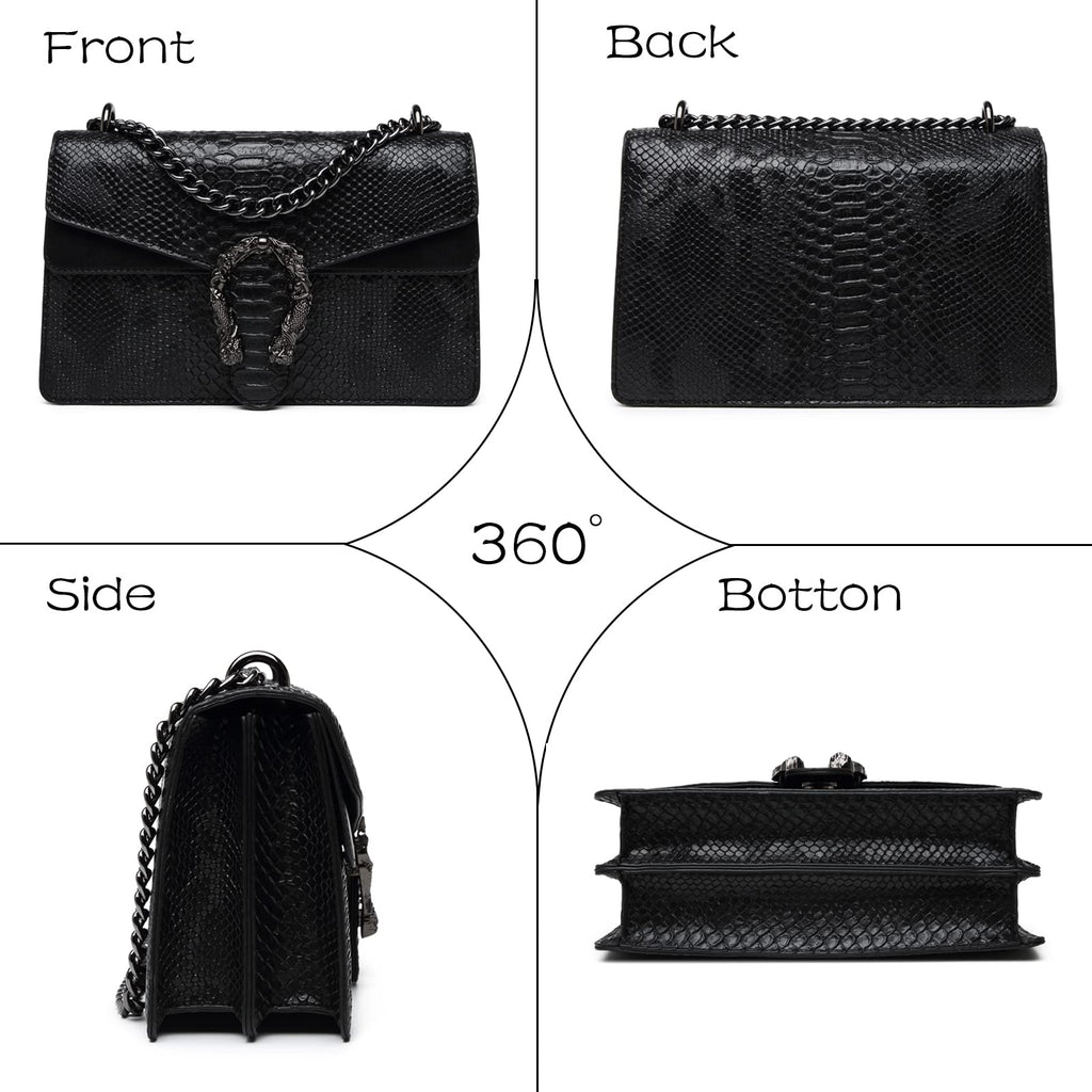 MYHOZEE Crossbody Bags for Women - Snake Printed Clutch Purses Leather Chain Shoulder Bags Evening Handbags