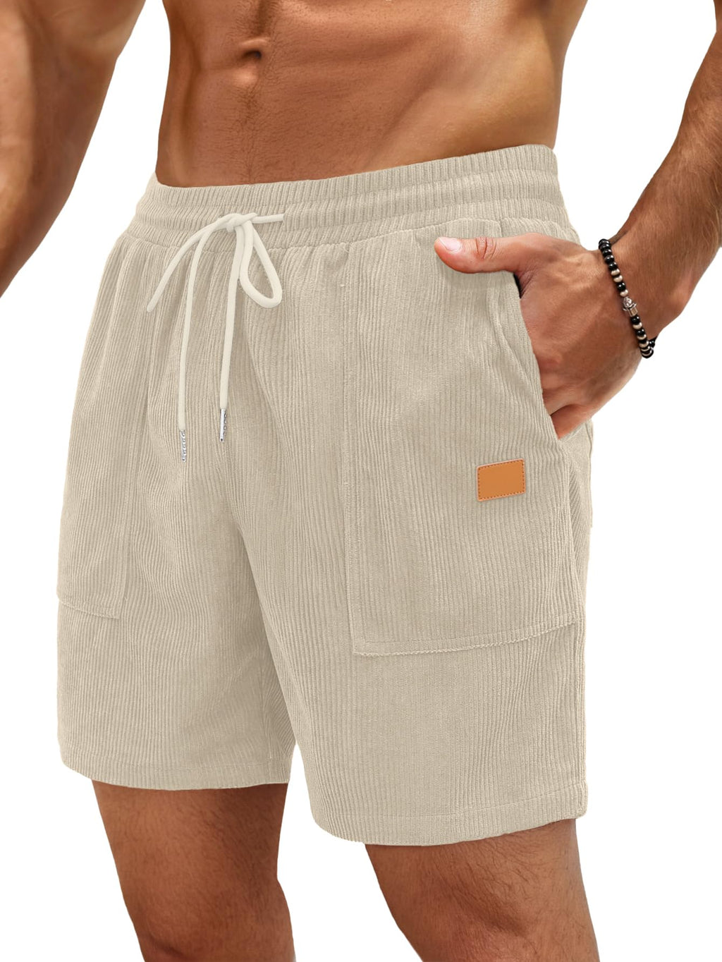Sailwind Men's Casual Corduroy Shorts Lightweight Elastic Waist Drawstring Summer Beach Shorts