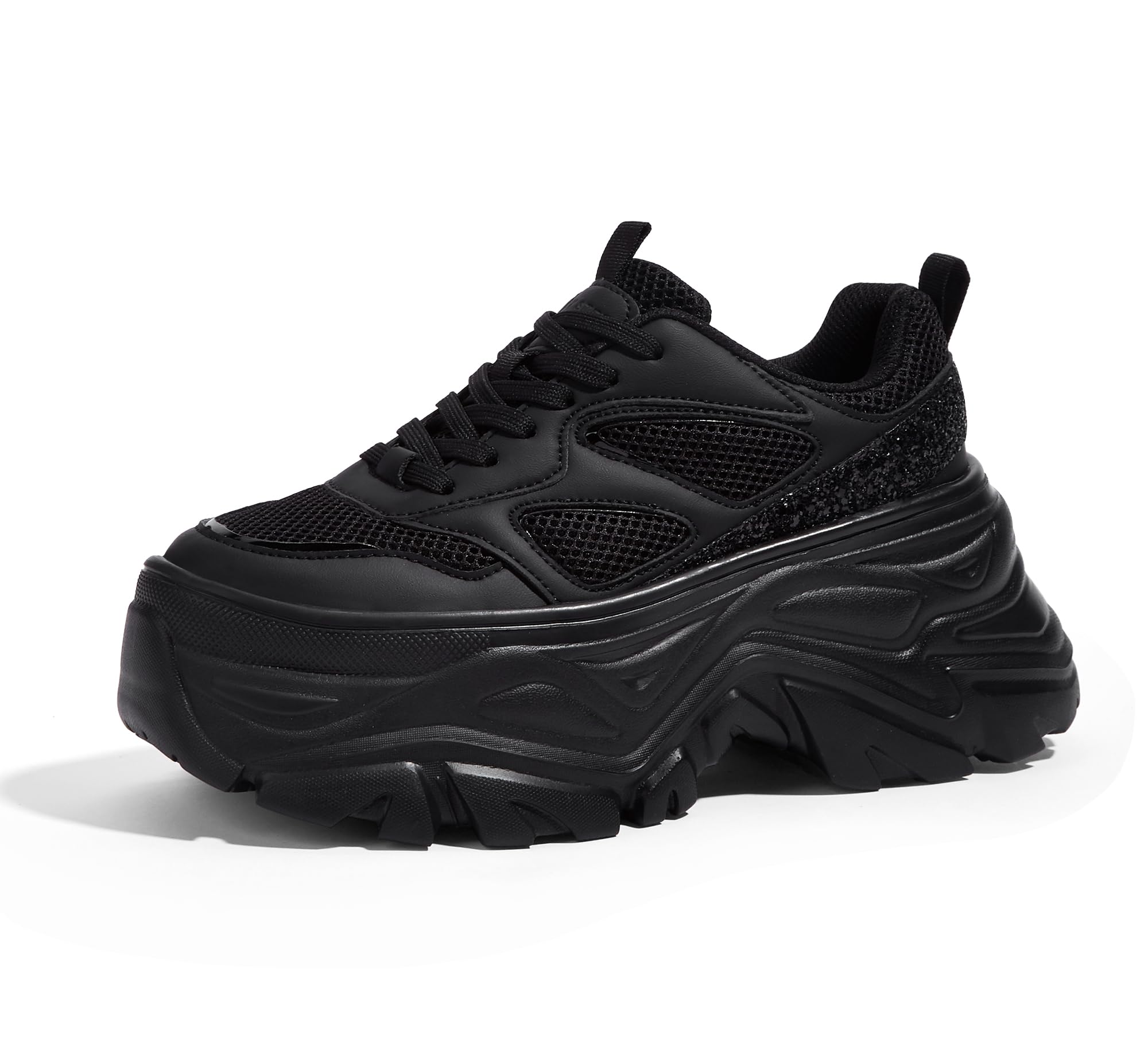LUCKY STEP Women's Rhinestone Chunky Sneakers Breathable | Lightweight Running Non Slip Breathable Chunky