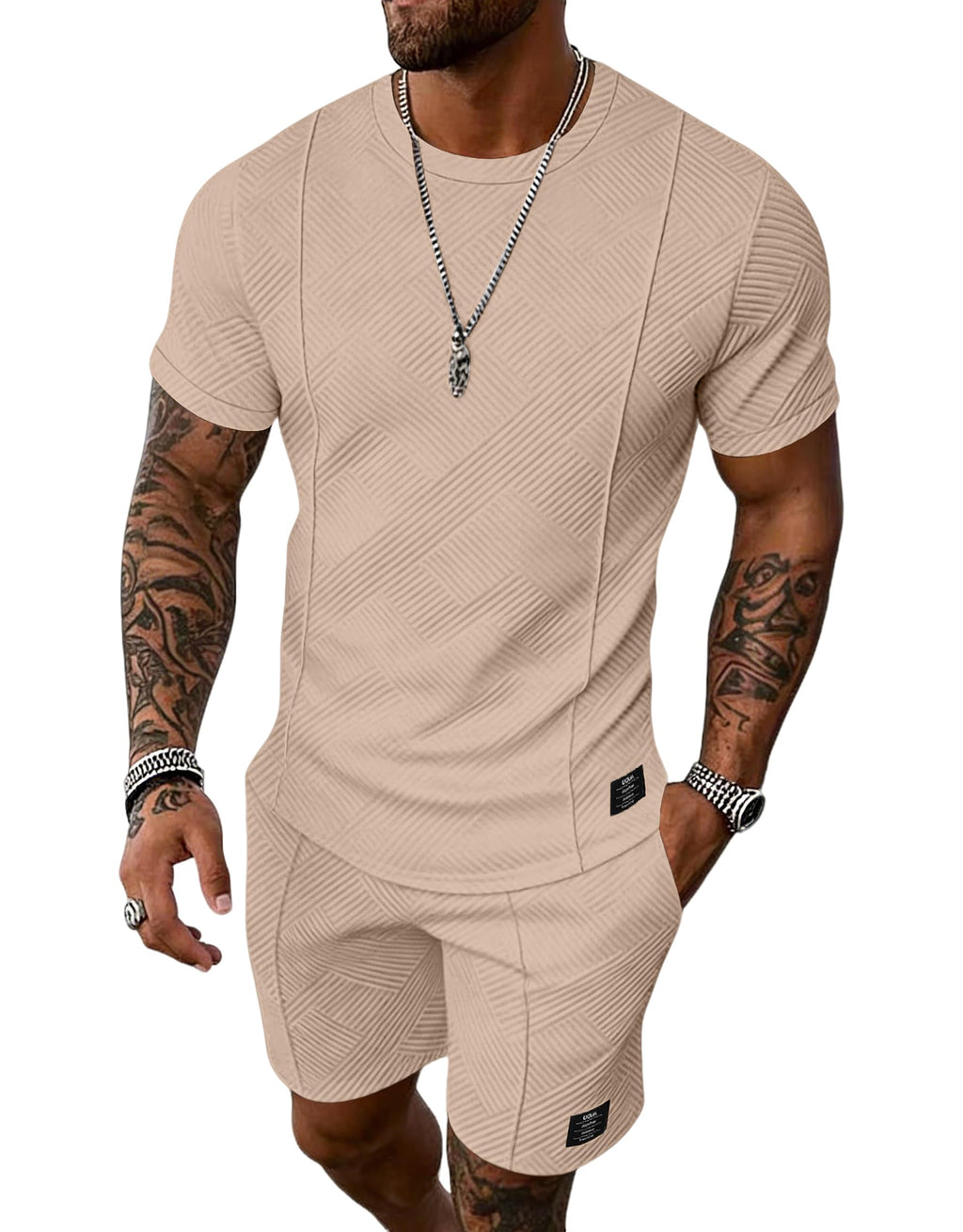 UOUA Men's Shorts Set 2 Piece Summer Outfits Casual Vacation Tracksuits